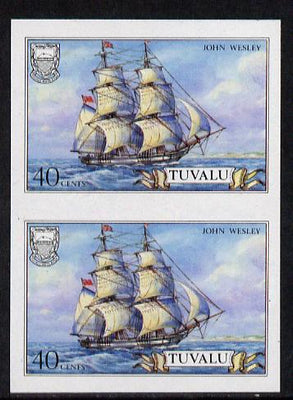 Tuvalu 1986 Ships #3 Brig John Wesley 40c imperf pair (as SG 378)