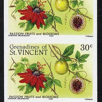 St Vincent - Grenadines 1985 Fruits & Blossoms 30c (Passion Fruit) imperf pair unmounted mint, as SG 398