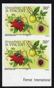 St Vincent - Grenadines 1985 Fruits & Blossoms 30c (Passion Fruit) imperf pair unmounted mint, as SG 398