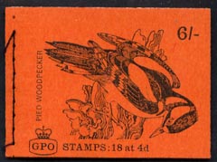 Great Britain 1968-70 Birds - Pied Woodpecker (red cover Oct 1968) 6s booklet complete and fine, SG QP42