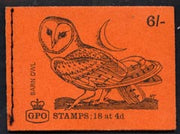 Great Britain 1968-70 Birds - Barn Owl (red cover Jan 1969) 6s booklet complete and fine, SG QP45