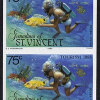 St Vincent - Grenadines 1985 Tourism Watersports 75c (Scuba Diving) imperf pair unmounted mint (SG 388var)