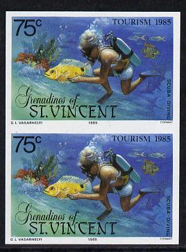 St Vincent - Grenadines 1985 Tourism Watersports 75c (Scuba Diving) imperf pair unmounted mint (SG 388var)