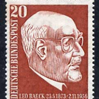 Germany - West 1957 first Death Anniversary of Dr Leo Baeck (philosopher) 20pf unmounted mint, SG 1197