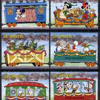 St Vincent 1988 Christmas - Mickey's Christmas Train - 6 vals to 10c unmounted mint, SG 1160-65