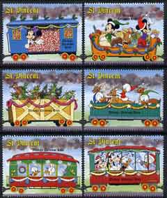 St Vincent 1988 Christmas - Mickey's Christmas Train - 6 vals to 10c unmounted mint, SG 1160-65