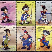 Lesotho 1989 Philexfrance 89 short set of 6 vals to 10s featuring Disney characters in military uniforms unmounted mint, SG 876-881