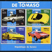 Guinea - Conakry 1998 De Tomaso Cars perf sheetlet containing 4 values unmounted mint. Note this item is privately produced and is offered purely on its thematic appeal