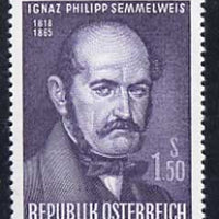 Austria 1965 Death Cent of Ognaz Semmelweis (physician) 1s50 unmounted mint, SG 1455