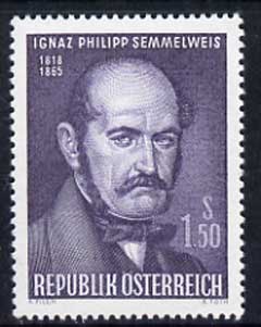 Austria 1965 Death Cent of Ognaz Semmelweis (physician) 1s50 unmounted mint, SG 1455