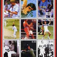 Tadjikistan 1999 Sports Personalities of the 20th Century perf sheetlet containing complete set of 9 values fine cto used