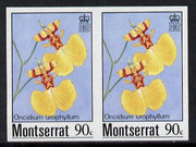 Montserrat 1985 Orchids 90c (Oncidium urophyllum) imperf pair (SG 631var)