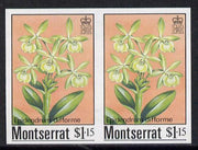 Montserrat 1985 Orchids $1.15 (Eppidendrum difforme) imperf pair (SG 632var)