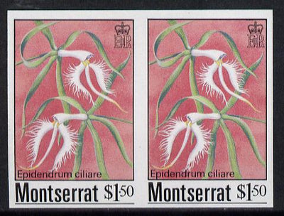 Montserrat 1985 Orchids $1.50 (Eppidendrum ciliare) imperf pair (SG 633var)