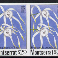 Montserrat 1985 Orchids $2.50 (Brassavola cucullata) imperf pair (SG 634var)