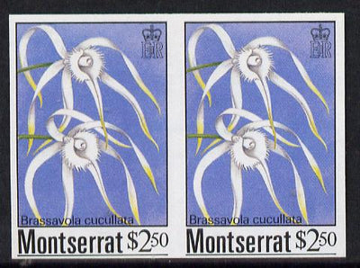 Montserrat 1985 Orchids $2.50 (Brassavola cucullata) imperf pair (SG 634var)