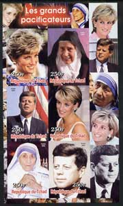 Chad 2003 Peacemakers (Diana, Mother Teresa & JFK) imperf sheetlet containing 6 values unmounted mint