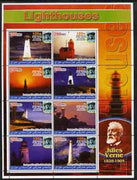 Iraqi Kurdistan Region 2005 Lighthouses #1 large perf sheetlet containing 8 values each with 100th Anniversary of Scouting, Jules Verne in margin, unmounted mint