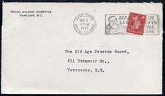 Canada 1950 KG6 cover to BC from Royal Inland Hospital