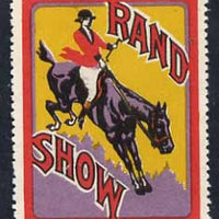 Cinderella - Poster stamp inscribed 'We are exhibiting at the Rand Show, Easter 1927' showing rider on horse, without gum