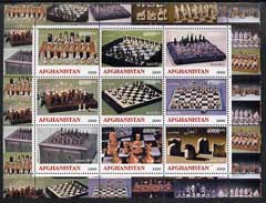 Afghanistan 2000 Chess sets #2 from around the World perf sheetlet containing 9 values unmounted mint