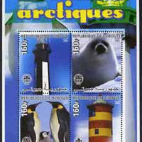 Djibouti 2005 Antarctic Animals & Lighthouses #2 (Seal & Penguins) perf sheetlet containing 4 values (each with Scout Logo) unmounted mint