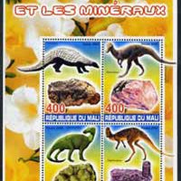 Mali 2005 Dinosaurs & Minerals perf sheetlet containing set of 4 values unmounted mint