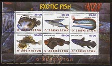 Uzbekistan 2000 Exotic Fish perf sheetlet containing set of 6 values unmounted mint