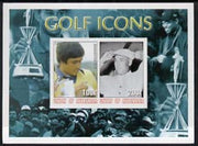 Myanmar 2001 Golf Icons (Seve Ballesteros & Ben Hogan) imperf sheetlet containing 2 values unmounted mint