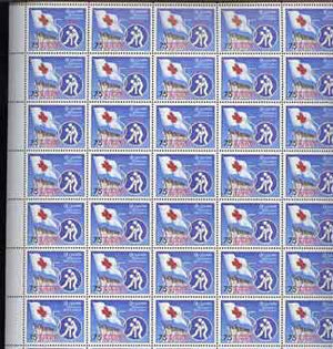 Sri Lanka 1986 Red Cross Anniversary in complete sheet of 50 (folded at centre) unmounted mint, SG 928