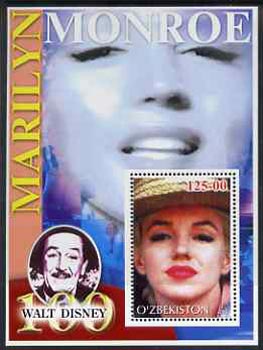 Uzbekistan 2002 Marilyn Monroe & Walt Disney Centenary #02 perf m/sheet unmounted mint