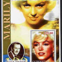 Uzbekistan 2002 Marilyn Monroe & Walt Disney Centenary #04 perf m/sheet unmounted mint