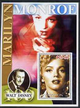 Uzbekistan 2002 Marilyn Monroe & Walt Disney Centenary #06 perf m/sheet unmounted mint