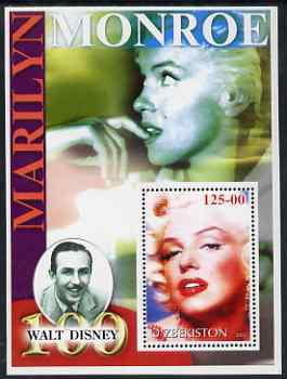 Uzbekistan 2002 Marilyn Monroe & Walt Disney Centenary #07 perf m/sheet unmounted mint