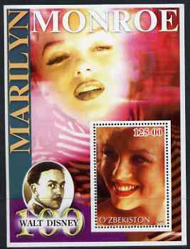 Uzbekistan 2002 Marilyn Monroe & Walt Disney Centenary #08 perf m/sheet unmounted mint