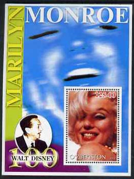 Uzbekistan 2002 Marilyn Monroe & Walt Disney Centenary #10 perf m/sheet unmounted mint