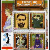 Iraqi Kurdistan Region 2005 World Chess Championship - Paintings by Toulouse-Lautrec perf sheetlet containing 4 values unmounted mint