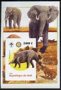 Mali 2005 Dinosaurs #01 - Stegosaurus imperf m/sheet with Scout & Rotary Logos, background shows Elephants unmounted mint