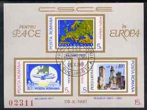 Rumania 1981 Conference for Security & Co-operation in Europe, imperf m/sheet fine used, Mi BL183