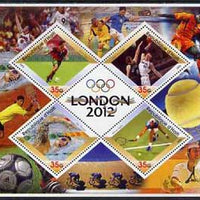 Haiti 2005 London 2012 Olympics perf sheetlet containing 4 diamond shaped values plus label, unmounted mint