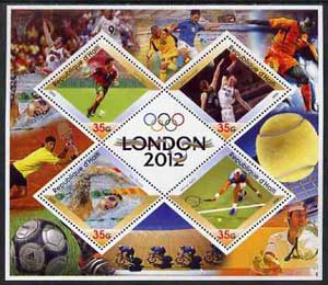 Haiti 2005 London 2012 Olympics perf sheetlet containing 4 diamond shaped values plus label, unmounted mint