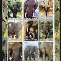 Benin 2003 Elephants perf sheetlet containing set of 9 values each with Scouts Logo unmounted mint