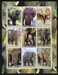 Benin 2003 Elephants perf sheetlet containing set of 9 values each with Scouts Logo unmounted mint