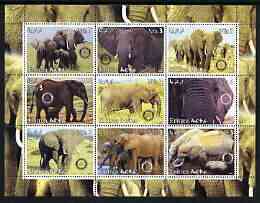 Eritrea 2003 Elephants perf sheetlet containing set of 9 values each with Rotary Logo unmounted mint