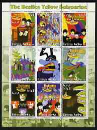 Eritrea 2003 The Beatles Yellow Submarine #1 perf sheetlet containing set of 9 (vertical) values unmounted mint