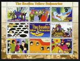 Eritrea 2003 The Beatles Yellow Submarine #2 perf sheetlet containing set of 9 (horizontal) values unmounted mint