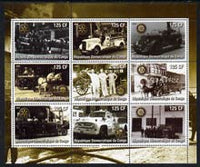 Congo 2003 Old Fire Engines perf sheetlet containing 9 values each with Rotary Logo, unmounted mint