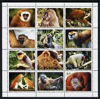 Kalmikia Republic 2001 Monkeys perf sheetlet containing set of 12 values unmounted mint