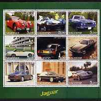 Dagestan Republic 2001 Jaguar Cars perf sheetlet containing complete set of 9 values, unmounted mint