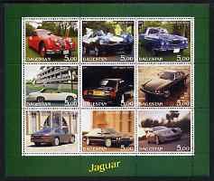 Dagestan Republic 2001 Jaguar Cars perf sheetlet containing complete set of 9 values, unmounted mint